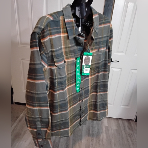 NWT Orvis Mens Green Plaid Button-Up Heavy Weight Flannel Shirt SIZE XL - Picture 2 of 8